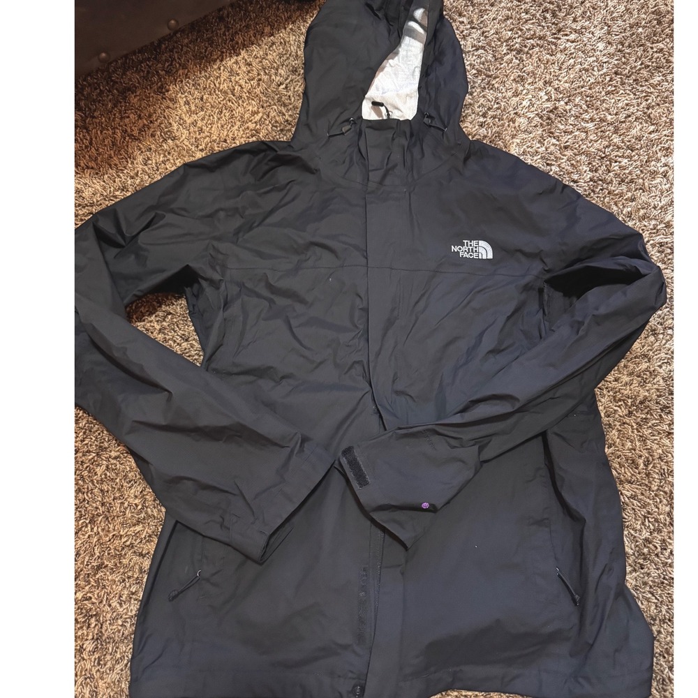 The North Face Mens Black DryVent Waterproof Rain Jacket Hooded Shell Large